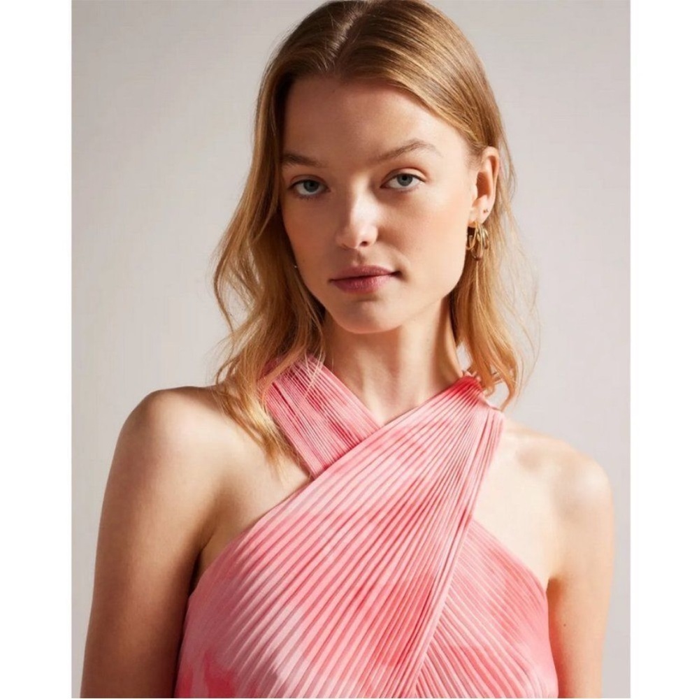 NWT Ted Baker 'Mirelia' Cross Front Pleated Midi Dress
- Coral - Picture 7 of 9
